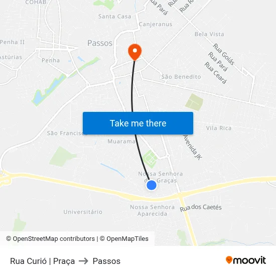 Rua Curió | Praça to Passos map