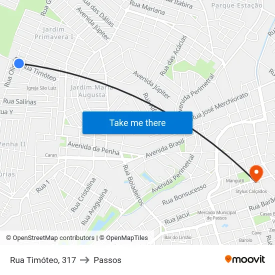 Rua Timóteo, 317 to Passos map