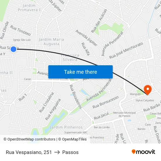Rua Vespasiano, 251 to Passos map