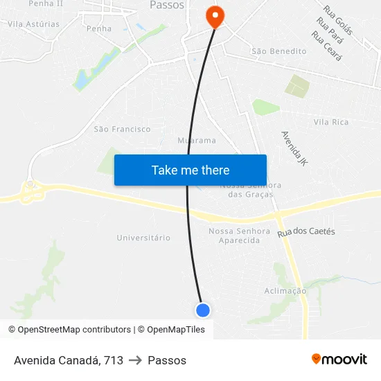Avenida Canadá, 713 to Passos map