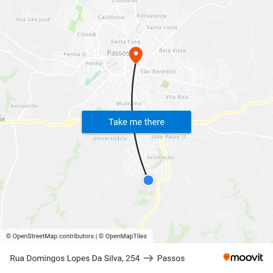 Rua Domingos Lopes Da Silva, 254 to Passos map