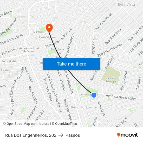 Rua Dos Engenheiros, 202 to Passos map