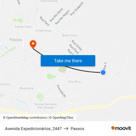 Avenida Expedicionários, 2447 to Passos map