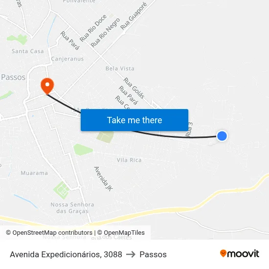 Avenida Expedicionários, 3088 to Passos map
