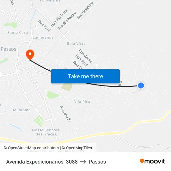 Avenida Expedicionários, 3088 to Passos map