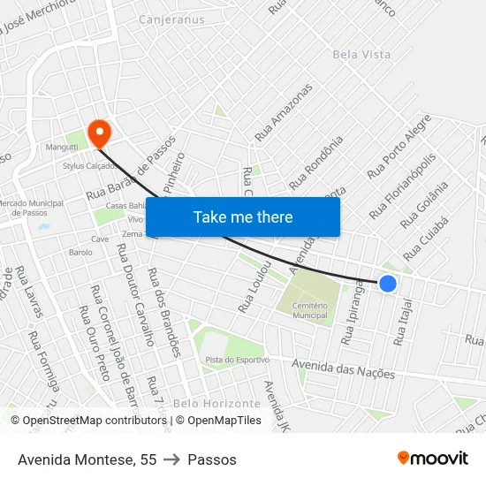 Avenida Montese, 55 to Passos map