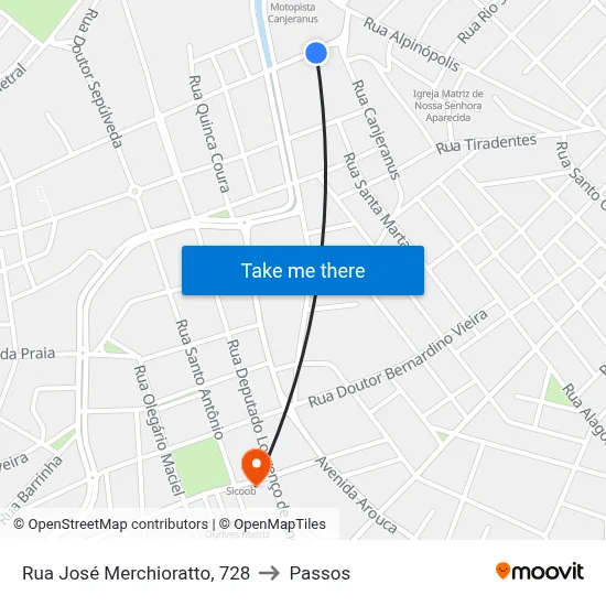 Rua José Merchioratto, 728 to Passos map