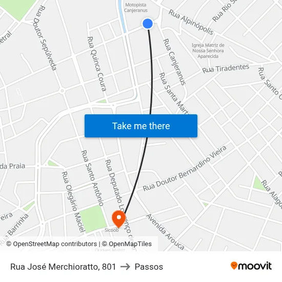 Rua José Merchioratto, 801 to Passos map