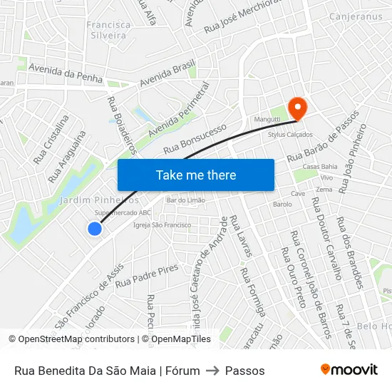 Rua Benedita Da São Maia | Fórum to Passos map