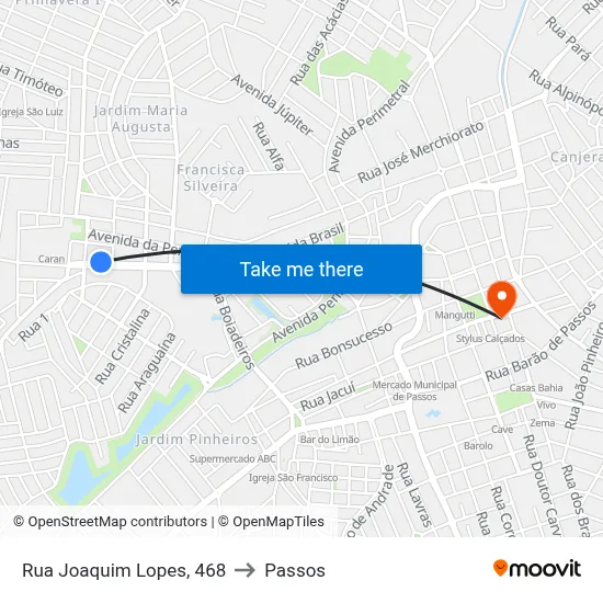 Rua Joaquim Lopes, 468 to Passos map