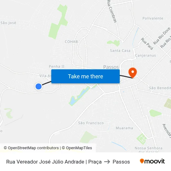 Rua Vereador José Júlio Andrade | Praça to Passos map