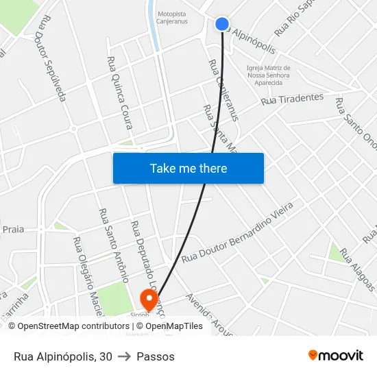 Rua Alpinópolis, 30 to Passos map