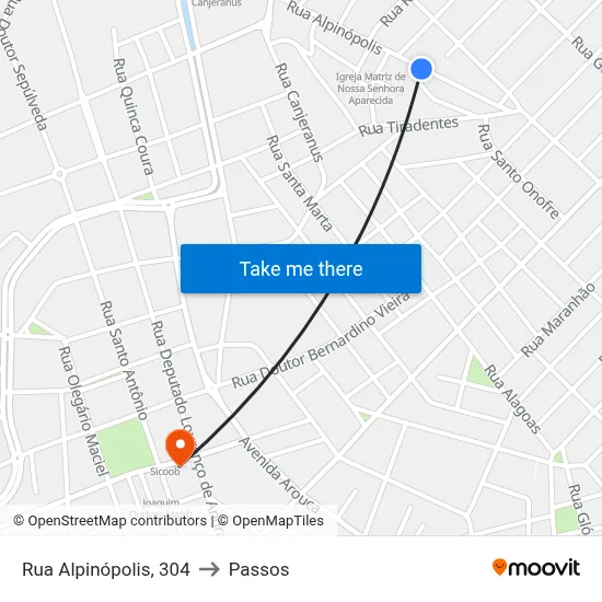 Rua Alpinópolis, 304 to Passos map