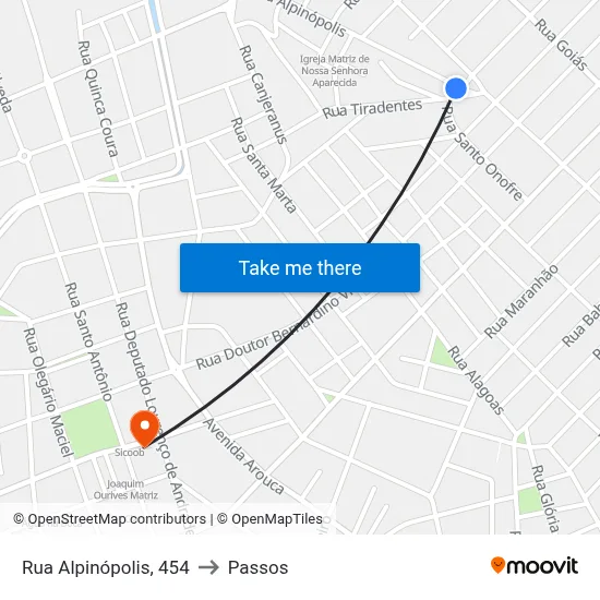 Rua Alpinópolis, 454 to Passos map