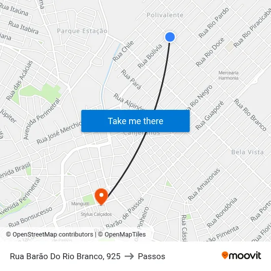 Rua Barão Do Rio Branco, 925 to Passos map