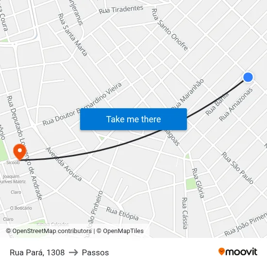 Rua Pará, 1308 to Passos map