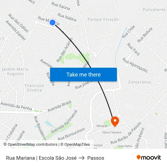 Rua Mariana | Escola São José to Passos map