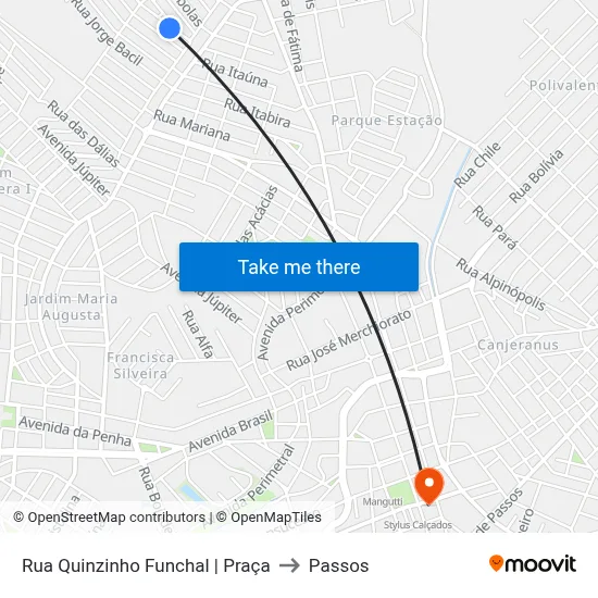 Rua Quinzinho Funchal | Praça to Passos map
