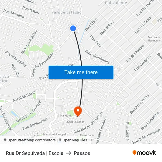 Rua Dr Sepúlveda | Escola to Passos map