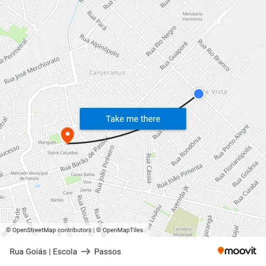Rua Goiás | Escola to Passos map
