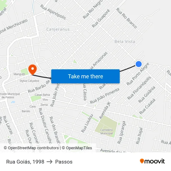 Rua Goiás, 1998 to Passos map