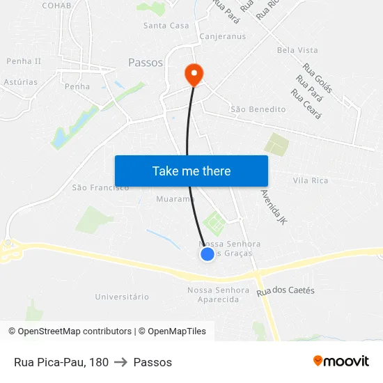 Rua Pica-Pau, 180 to Passos map
