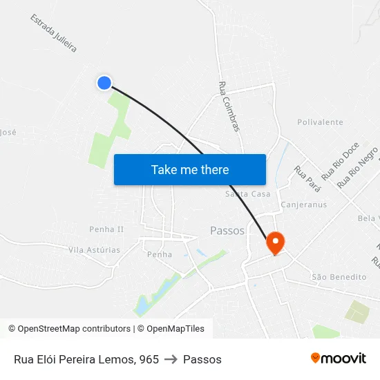 Rua Elói Pereira Lemos, 965 to Passos map