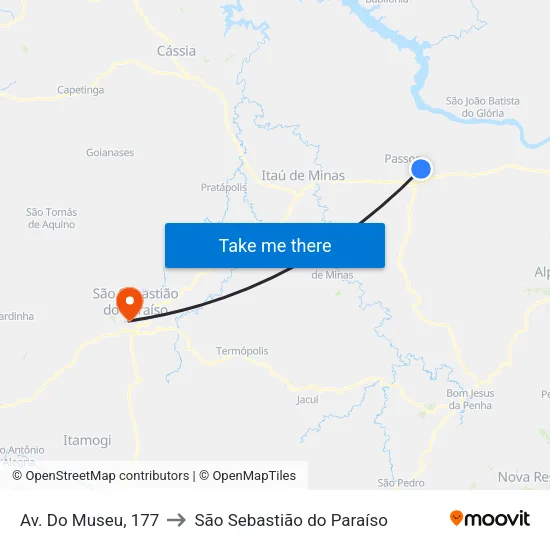 Av. Do Museu, 177 to São Sebastião do Paraíso map