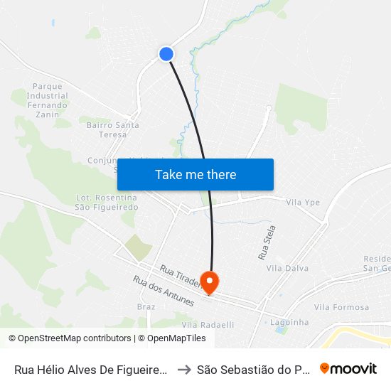 Rua Hélio Alves De Figueiredo, 220 to São Sebastião do Paraíso map