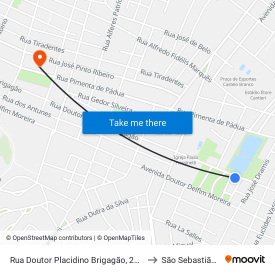 Rua Doutor Placidino Brigagão, 2150 | Parque Da Lagoinha to São Sebastião do Paraíso map