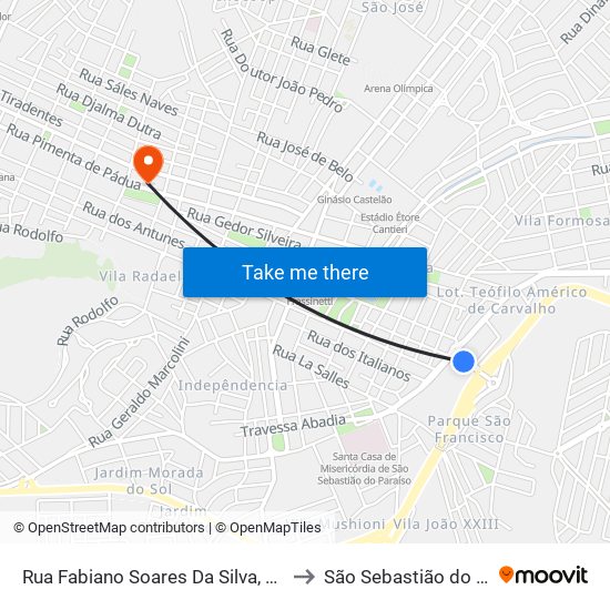 Rua Fabiano Soares Da Silva, 40 | Copasa to São Sebastião do Paraíso map