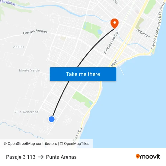 Pasaje 3 113 to Punta Arenas map