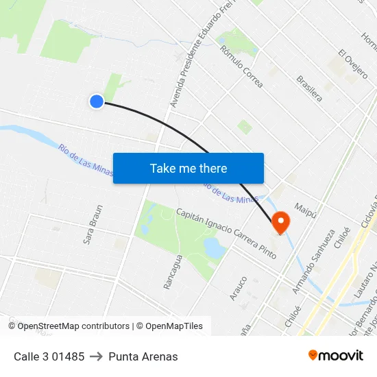 Calle 3 01485 to Punta Arenas map