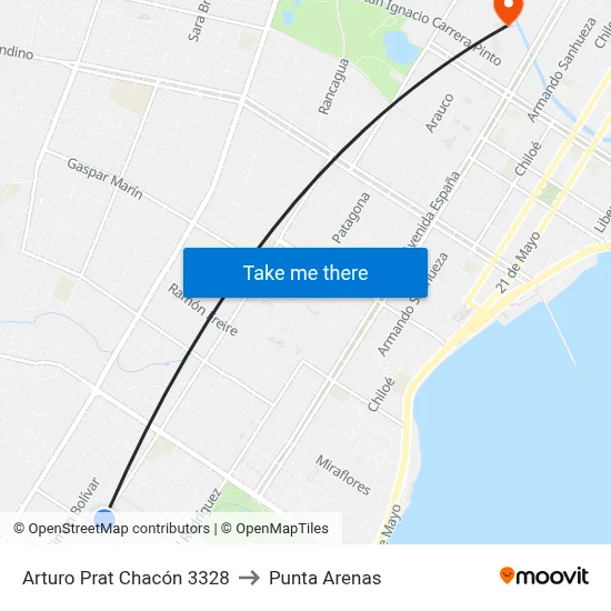Arturo Prat Chacón 3328 to Punta Arenas map