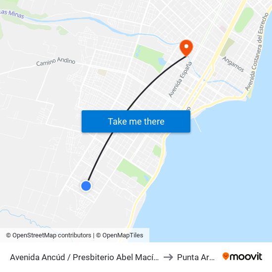 Avenida Ancúd / Presbiterio Abel Macías Gómez to Punta Arenas map