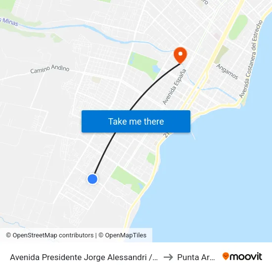 Avenida Presidente Jorge Alessandri / Psje Ocho to Punta Arenas map