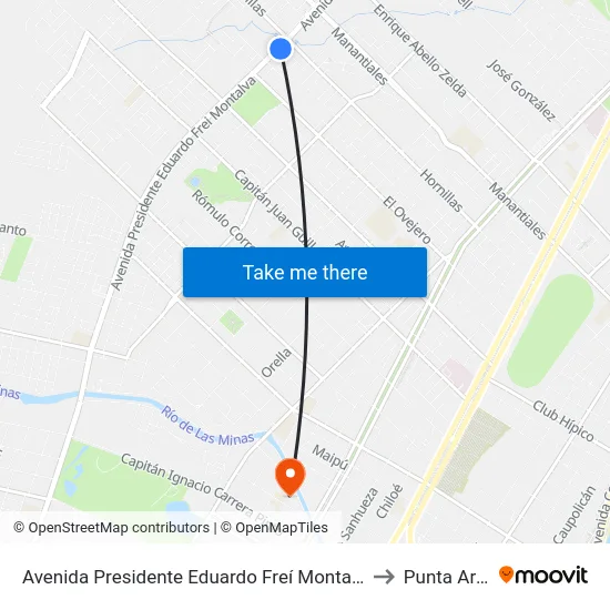 Avenida Presidente Eduardo Freí Montalva / Hornillas to Punta Arenas map