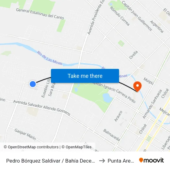Pedro Bórquez Saldivar / Bahía Decepción to Punta Arenas map