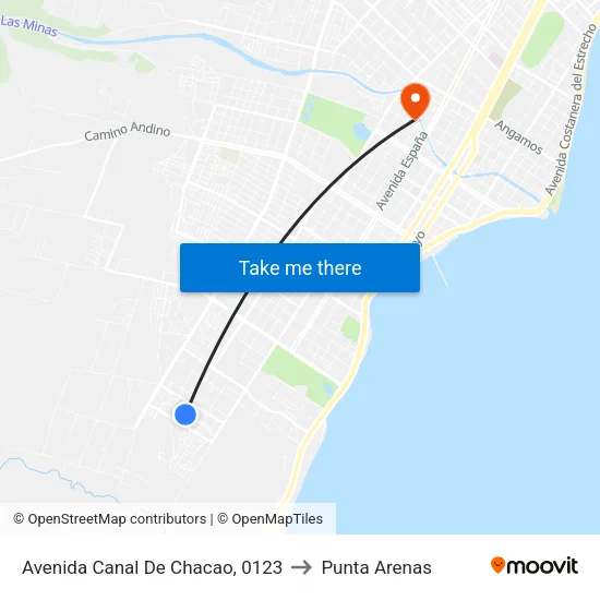 Avenida Canal De Chacao, 0123 to Punta Arenas map