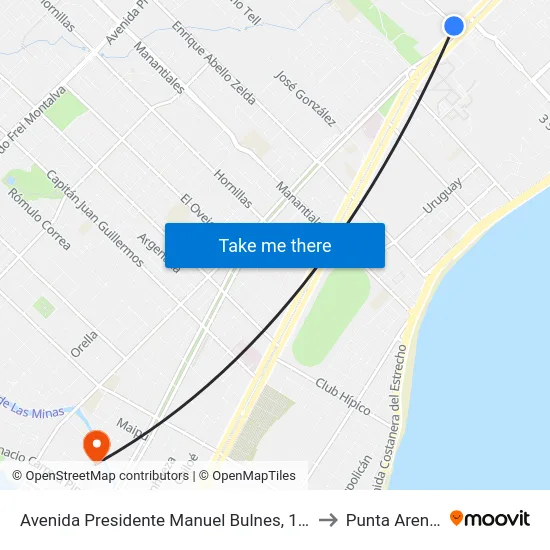Avenida Presidente Manuel Bulnes, 1890 to Punta Arenas map