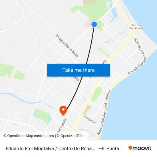 Eduardo Frei Montalva / Centro De Rehabilitación Cruz Del Sur to Punta Arenas map