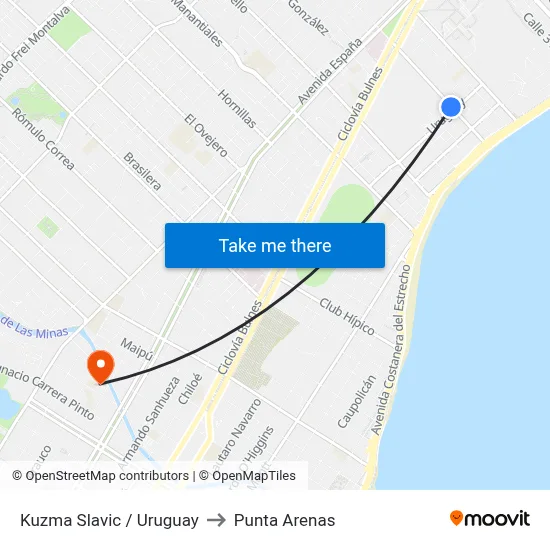 Kuzma Slavic / Uruguay to Punta Arenas map