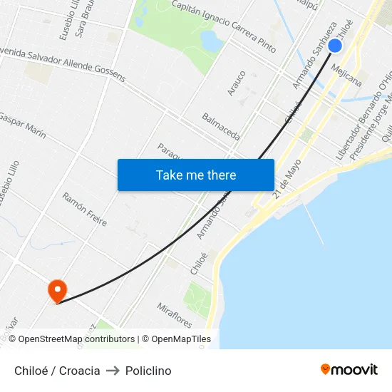 Chiloé / Croacia to Policlino map