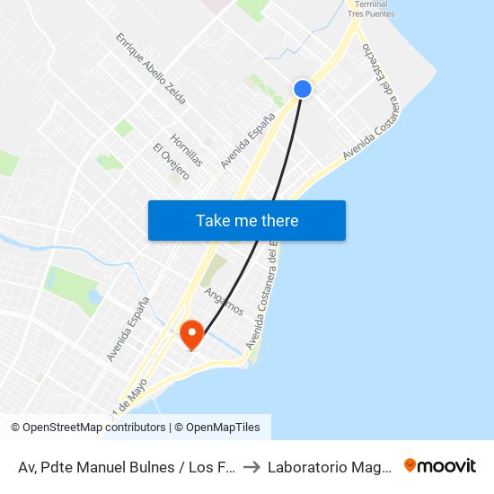 Av, Pdte Manuel Bulnes / Los Flamencos to Laboratorio Magallanes map