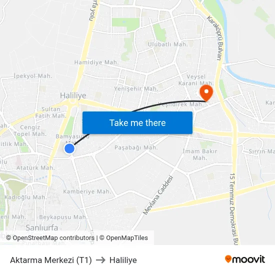 Aktarma Merkezi (T1) to Haliliye map