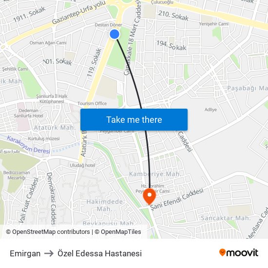 Emirgan to Özel Edessa Hastanesi map