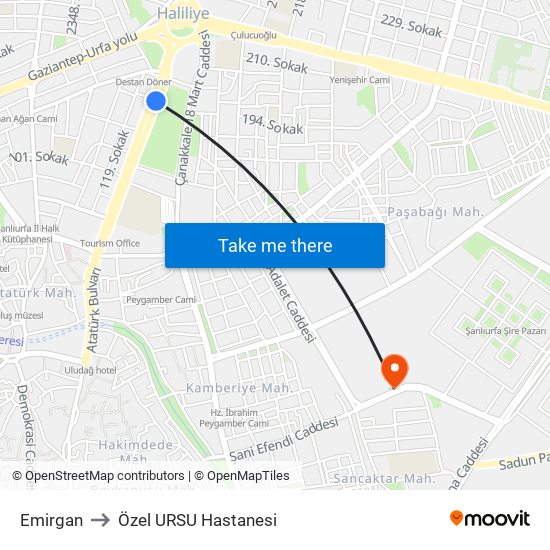 Emirgan to Özel URSU Hastanesi map