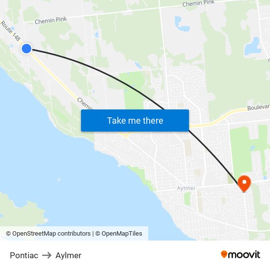 Pontiac to Aylmer map