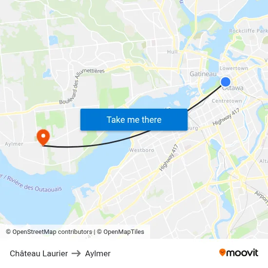 Château Laurier to Aylmer map