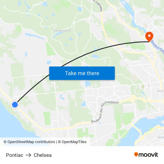 Pontiac to Chelsea map